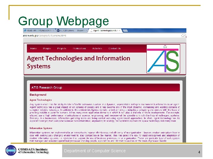 Group Webpage Department of Computer Science 4 