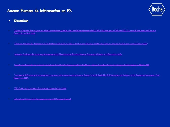 Anexo: Fuentes de información en FE • Directrices • España: Propuesta de guía para