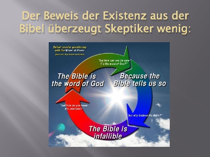 Der Beweis der Existenz aus der Bibel überzeugt Skeptiker wenig: 
