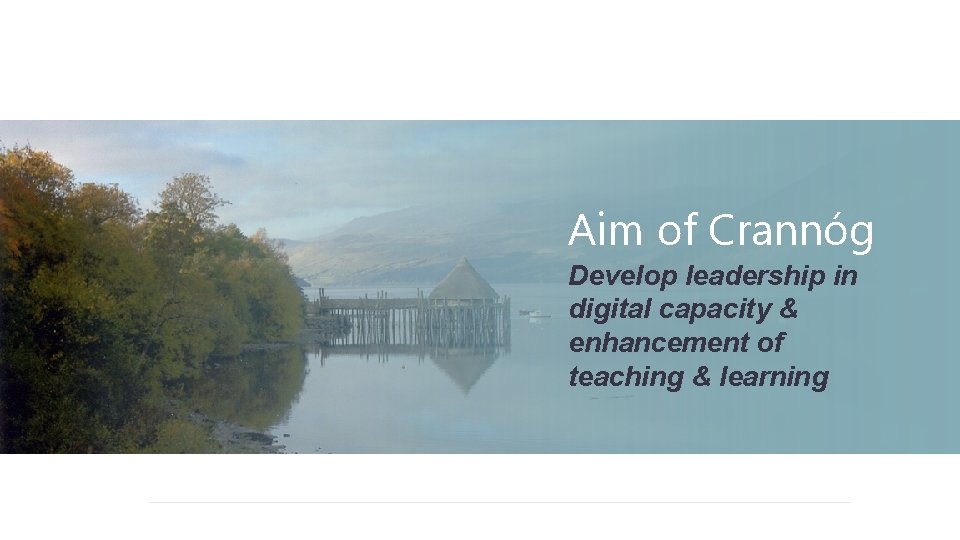 Aim of Crannóg Develop leadership in digital capacity & enhancement of teaching & learning