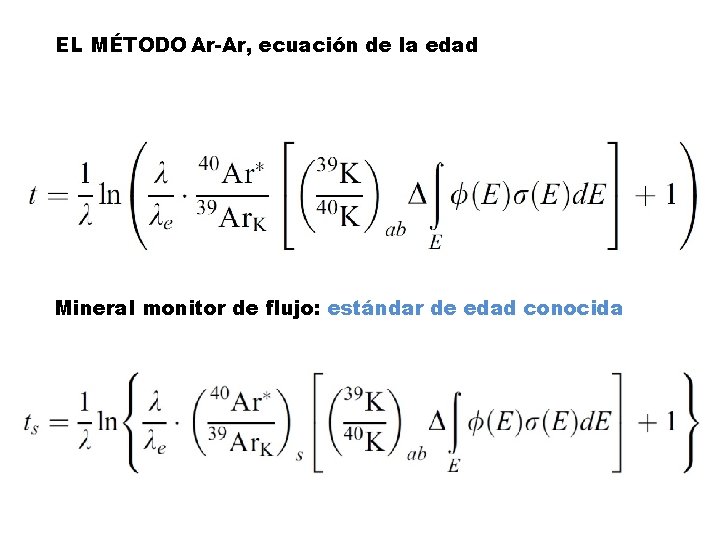 EL MÉTODO Ar-Ar, ecuación de la edad Mineral monitor de flujo: estándar de edad