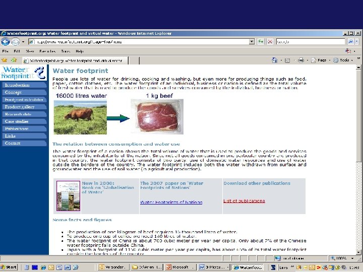 Partner with us. . . www. waterfootprint. org More pilots on WF accounting, impacts