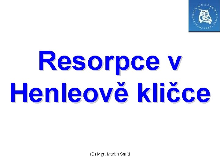 Resorpce v Henleově kličce (C) Mgr. Martin Šmíd 