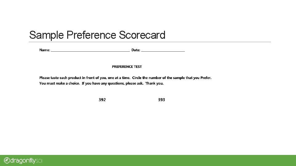 Sample Preference Scorecard 
