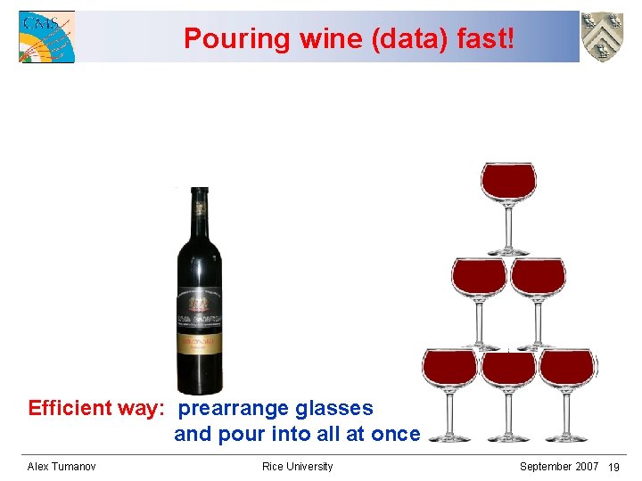 Pouring wine (data) fast! Efficient way: prearrange glasses and pour into all at once!