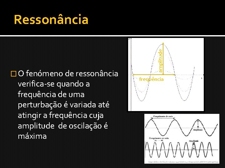 � O fenómeno de ressonância verifica-se quando a frequência de uma perturbação é variada