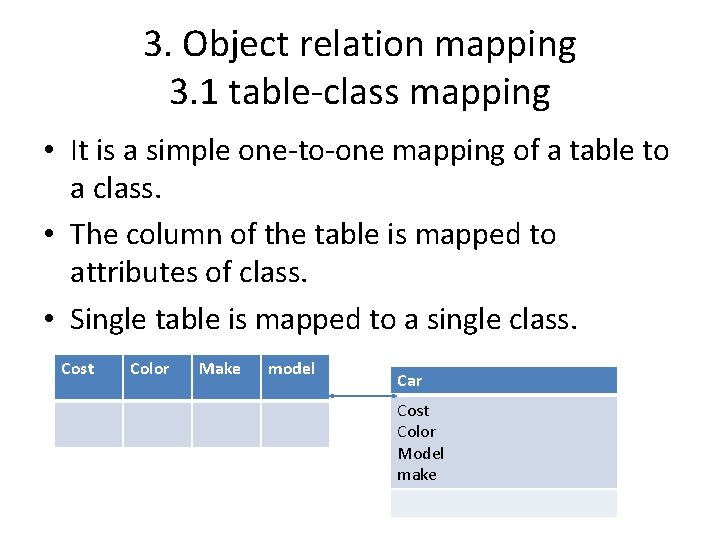 3. Object relation mapping 3. 1 table-class mapping • It is a simple one-to-one 3. Object relation mapping 3. 1 table-class mapping • It is a simple one-to-one