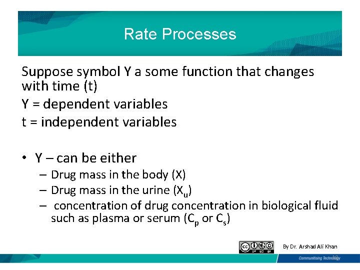 Rate Processes Suppose symbol Y a some function that changes with time (t) Y