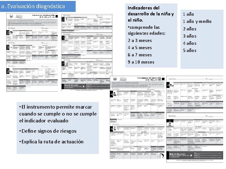 a. Evaluación diagnóstica • El instrumento permite marcar cuando se cumple o no se