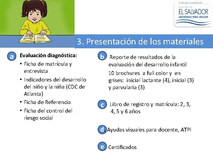 3. Presentación de los materiales a Evaluación diagnóstica: • Ficha de matrícula y entrevista