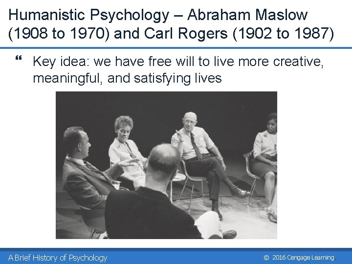 Humanistic Psychology – Abraham Maslow (1908 to 1970) and Carl Rogers (1902 to 1987)