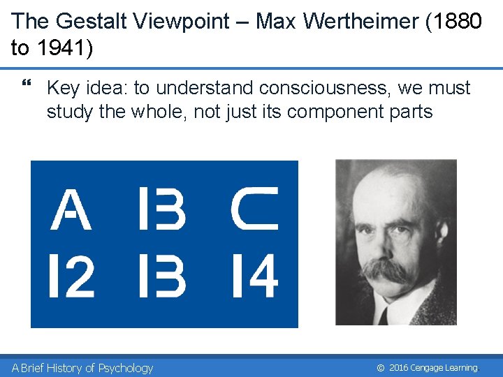 The Gestalt Viewpoint – Max Wertheimer (1880 to 1941) } Key idea: to understand
