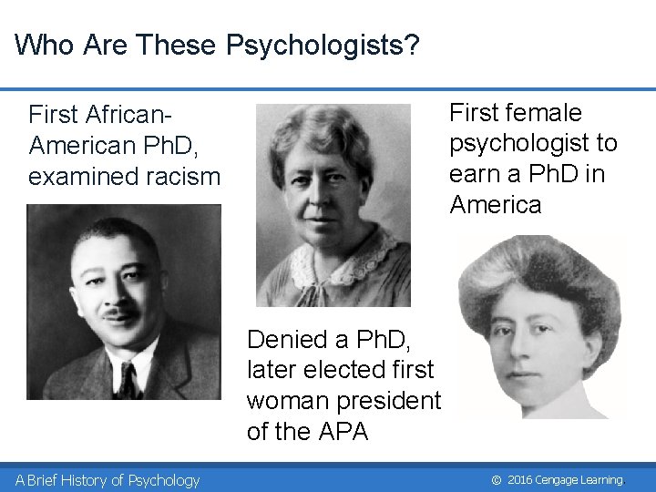 Who Are These Psychologists? First female psychologist to earn a Ph. D in America