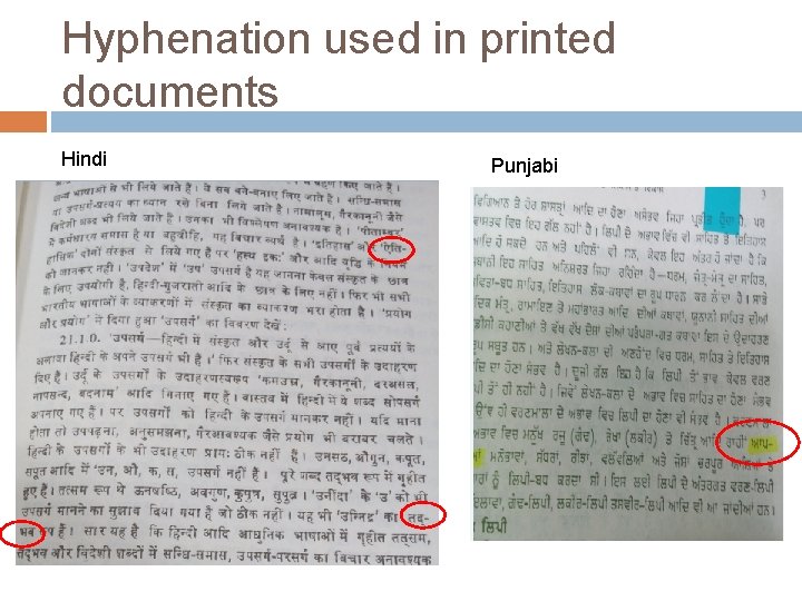 Hyphenation used in printed documents Hindi Punjabi 