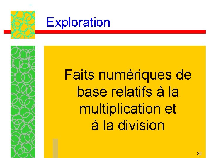 Exploration Faits numériques de base relatifs à la multiplication et à la division 32