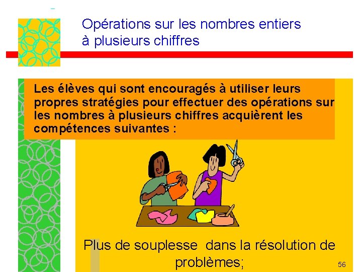 Opérations sur les nombres entiers à plusieurs chiffres Les élèves qui sont encouragés à