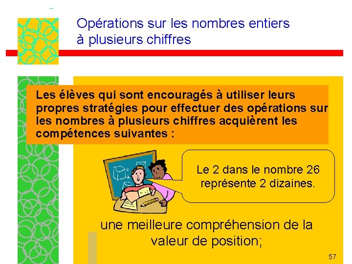 Opérations sur les nombres entiers à plusieurs chiffres Les élèves qui sont encouragés à