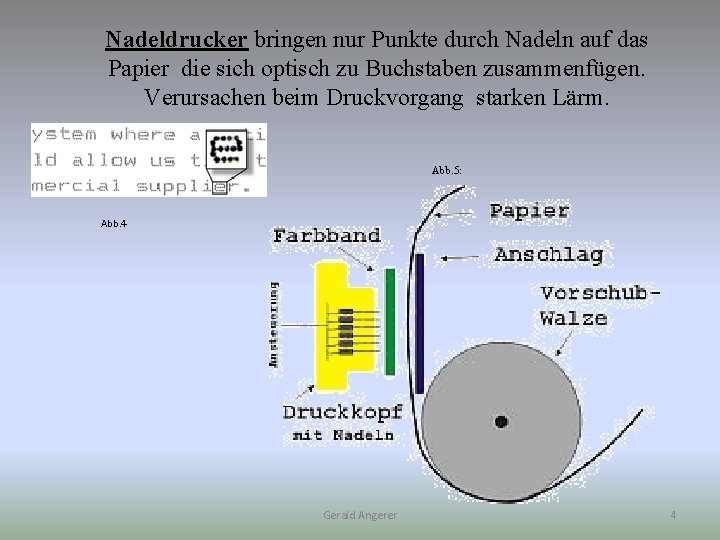 Nadeldrucker bringen nur Punkte durch Nadeln auf das Papier die sich optisch zu Buchstaben