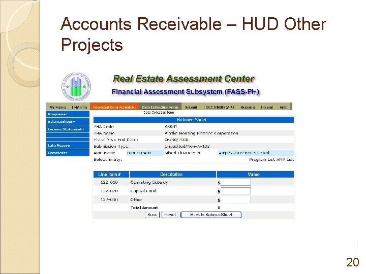 Accounts Receivable – HUD Other Projects 20 