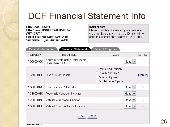 DCF Financial Statement Info 26 