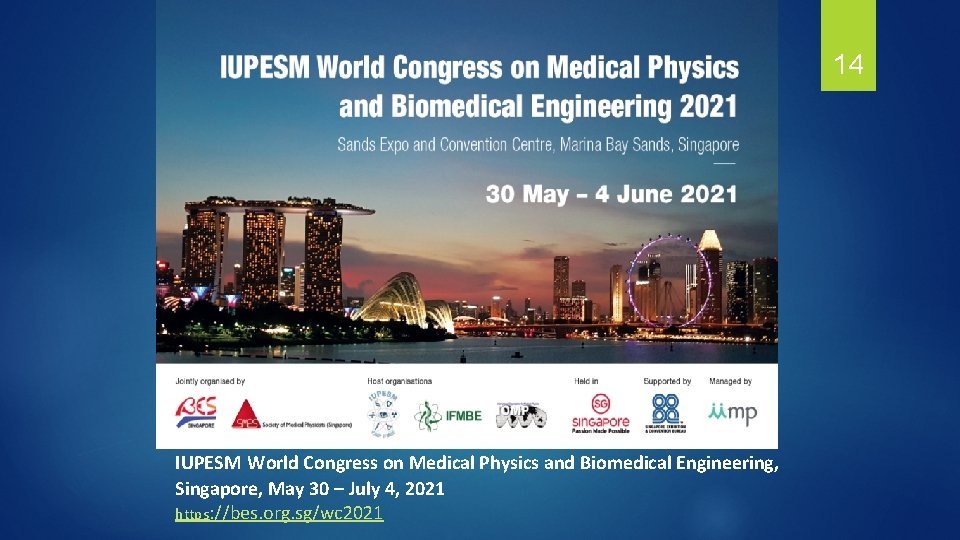 14 IUPESM World Congress on Medical Physics and Biomedical Engineering, Singapore, May 30 –