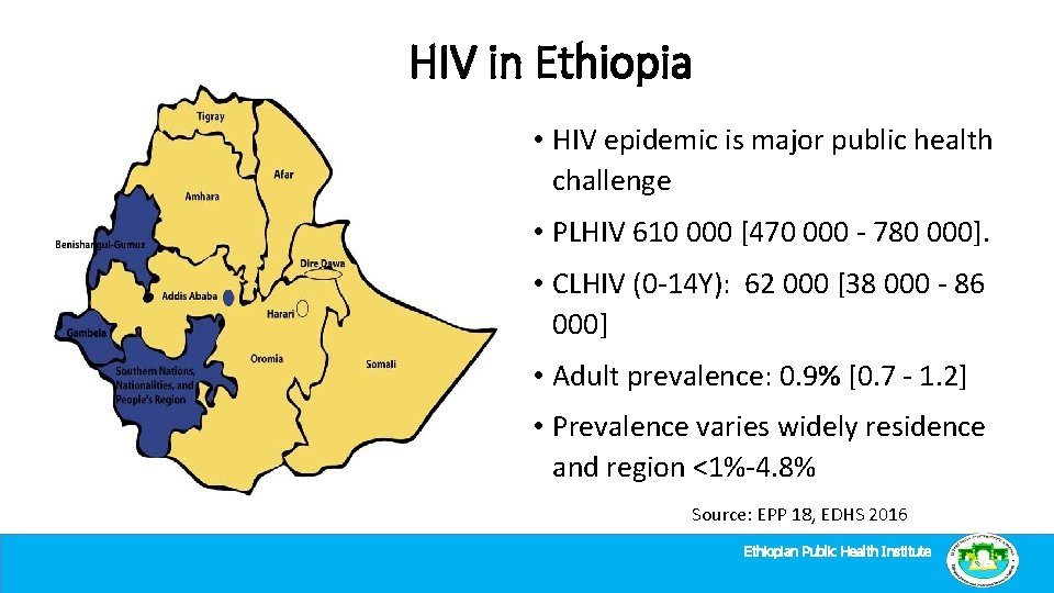 HIV in Ethiopia • HIV epidemic is major public health challenge • PLHIV 610