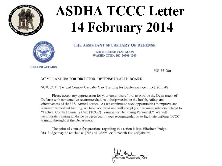 ASDHA TCCC Letter 14 February 2014 