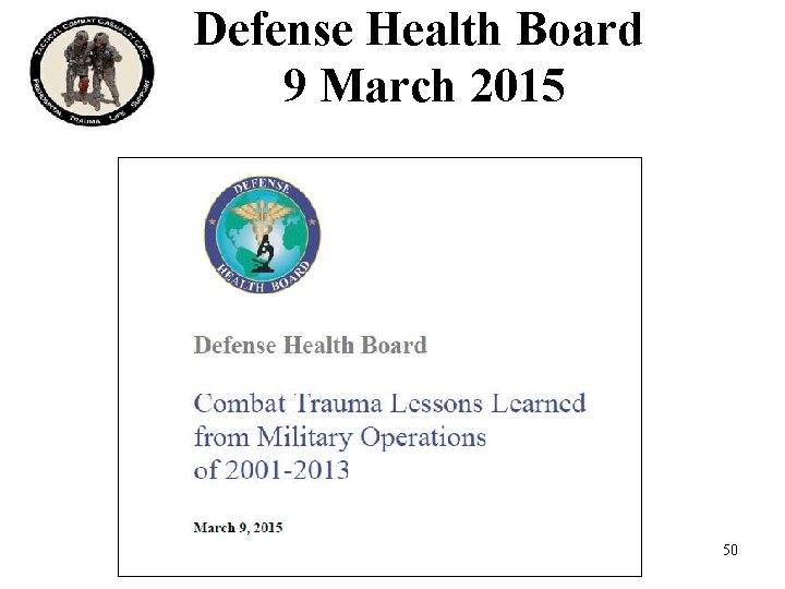 Defense Health Board 9 March 2015 50 