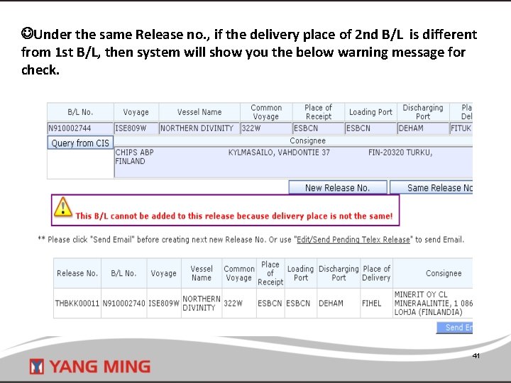  Under the same Release no. , if the delivery place of 2 nd