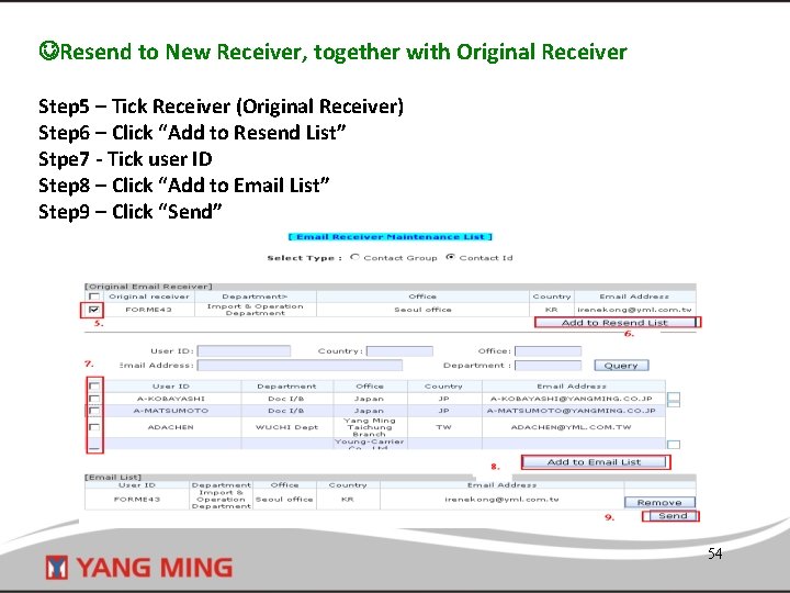  Resend to New Receiver, together with Original Receiver Step 5 – Tick Receiver