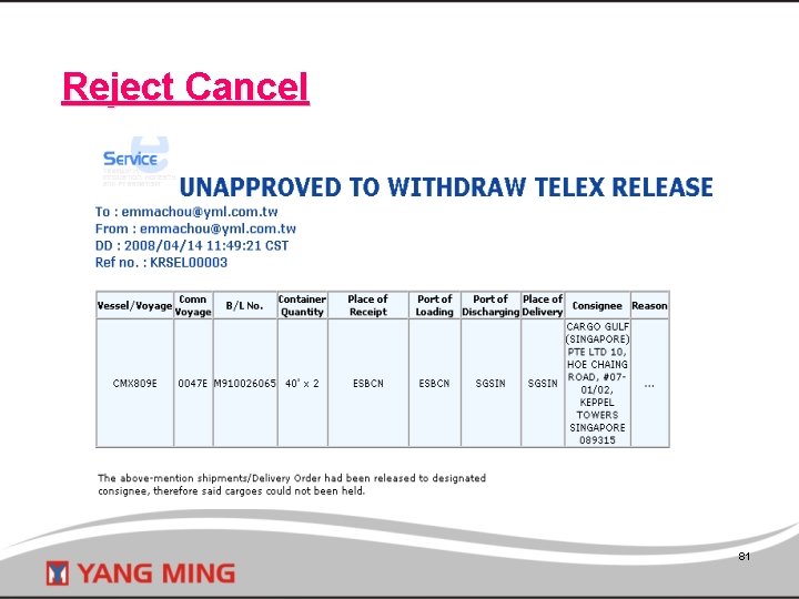 Reject Cancel 81 
