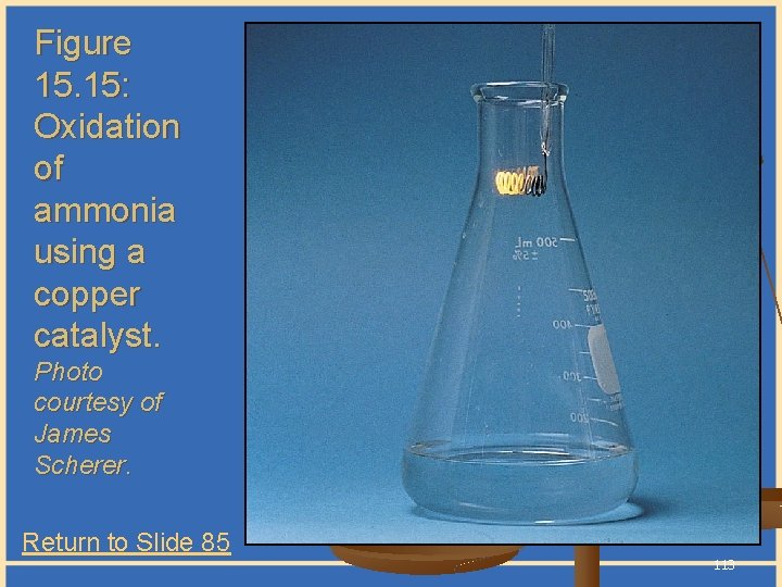 Figure 15. 15: Oxidation of ammonia using a copper catalyst. Photo courtesy of James