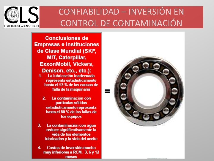 CONFIABILIDAD – INVERSIÓN EN CONTROL DE CONTAMINACIÓN 