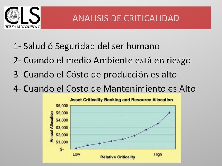 ANALISIS DE CRITICALIDAD 1 - Salud ó Seguridad del ser humano 2 - Cuando