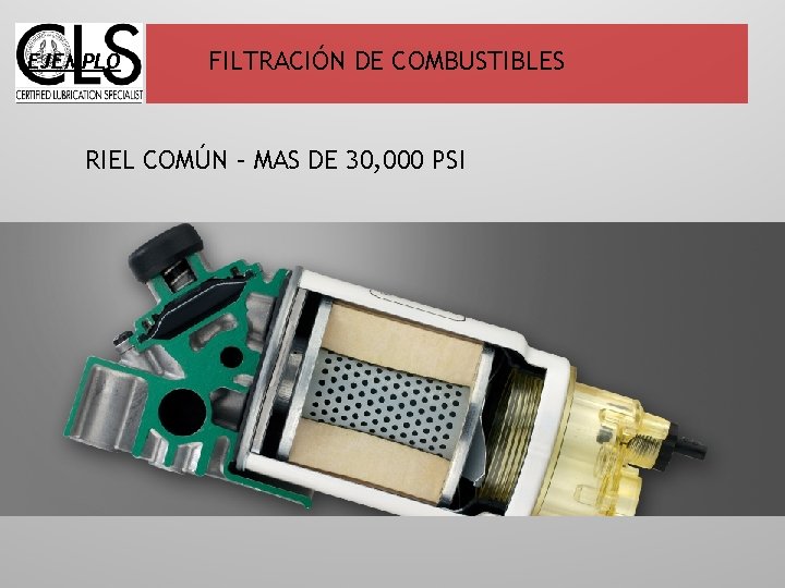 EJEMPLO FILTRACIÓN DE COMBUSTIBLES RIEL COMÚN – MAS DE 30, 000 PSI 