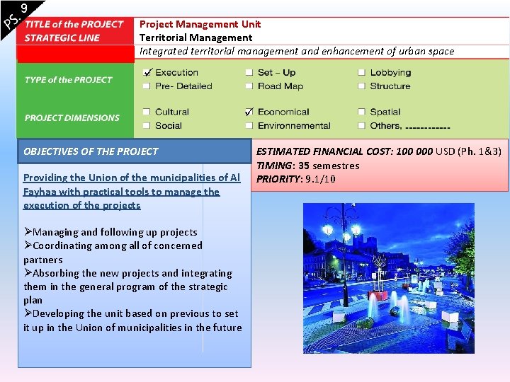 9 Project Management Unit Territorial Management Integrated territorial management and enhancement of urban space