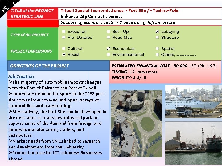 1 0 Tripoli Special Economic Zones: - Port Site / - Techno-Pole Enhance City