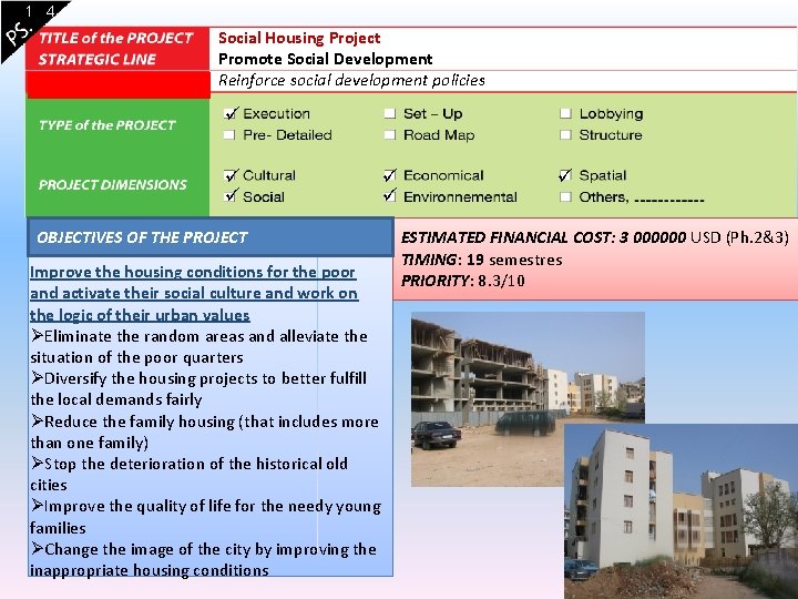 1 4 Social Housing Project Promote Social Development Reinforce social development policies ü Lessons