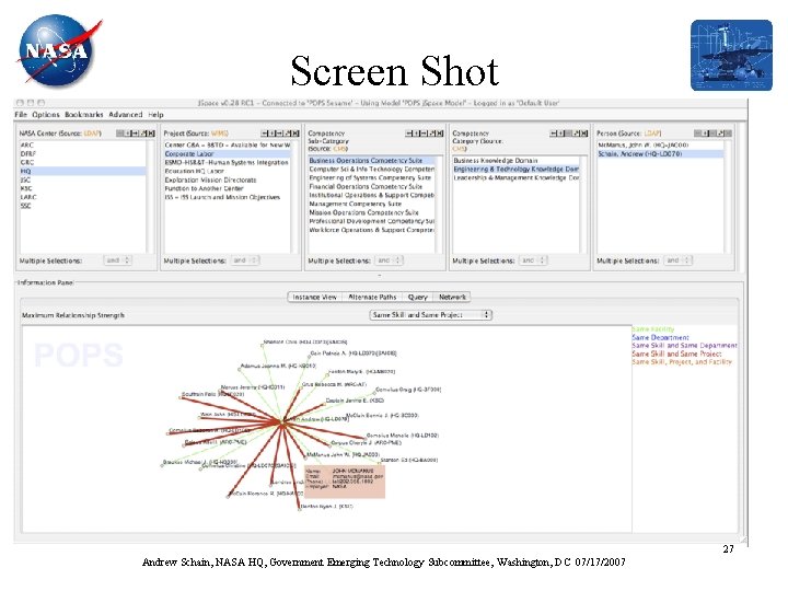 Screen Shot 27 Andrew Schain, NASA HQ, Government Emerging Technology Subcommittee, Washington, DC 07/17/2007