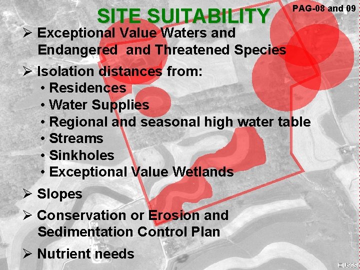 SITE SUITABILITY PAG-08 and 09 Ø Exceptional Value Waters and Endangered and Threatened Species