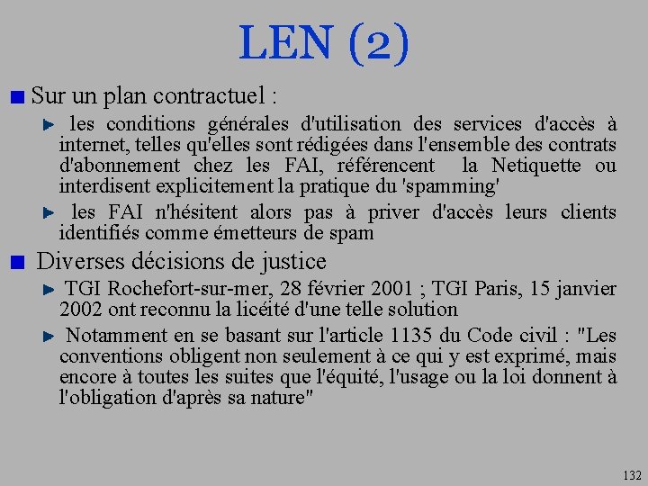 LEN (2) Sur un plan contractuel : les conditions générales d'utilisation des services d'accès