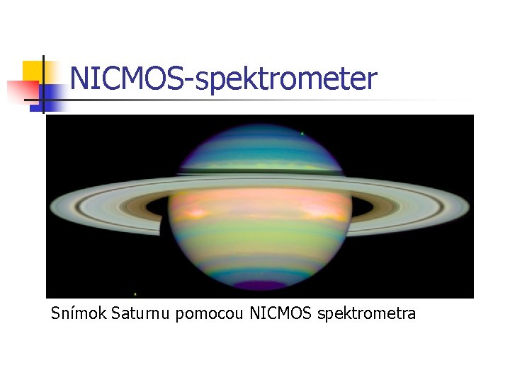 NICMOS-spektrometer Snímok Saturnu pomocou NICMOS spektrometra 