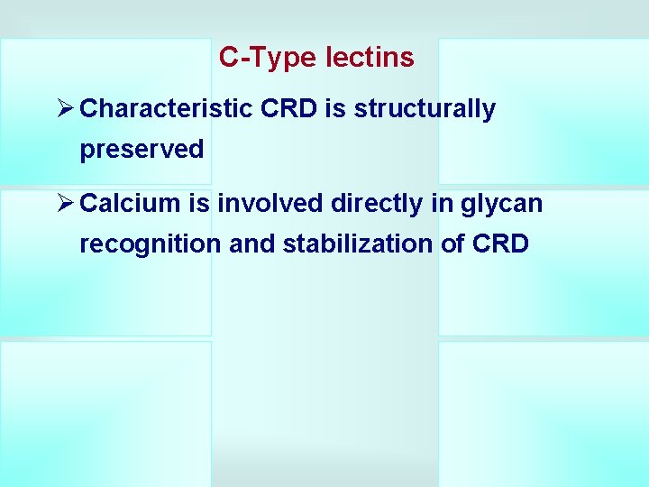 C-Type lectins Ø Characteristic CRD is structurally preserved Ø Calcium is involved directly in