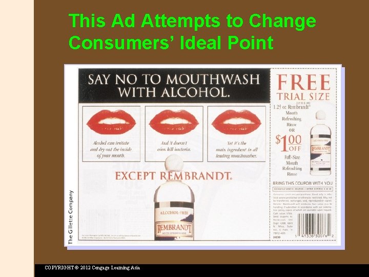 This Ad Attempts to Change Consumers’ Ideal Point COPYRIGHT © 2012 Cengage Learning Asia