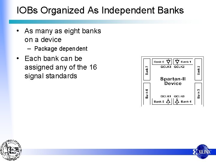 IOBs Organized As Independent Banks • As many as eight banks on a device