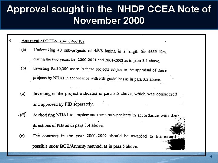 Approval sought in the NHDP CCEA Note of `` November 2000 4 