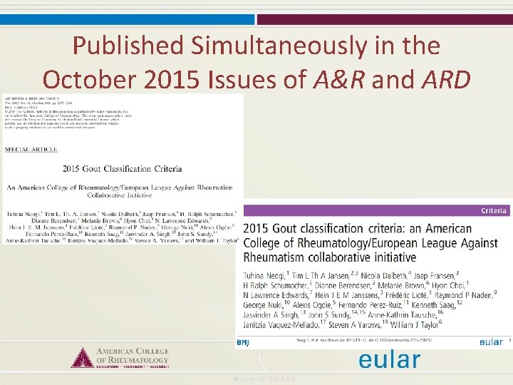 Published Simultaneously in the October 2015 Issues of A&R and ARD 