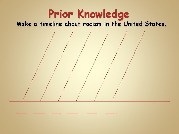 Prior Knowledge Make a timeline about racism in the United States. 