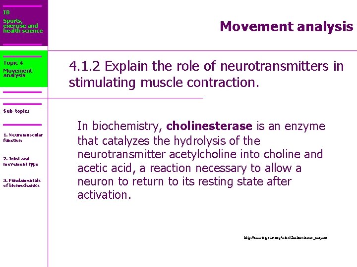 IB Sports exercise and health science Topic 4
