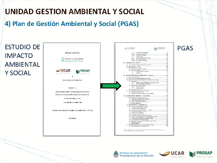 UNIDAD GESTION AMBIENTAL Y SOCIAL 4) Plan de Gestión Ambiental y Social (PGAS) ESTUDIO